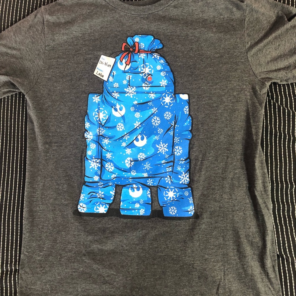 Christmas Star Wars R2-D2 Gray Graphic Tee